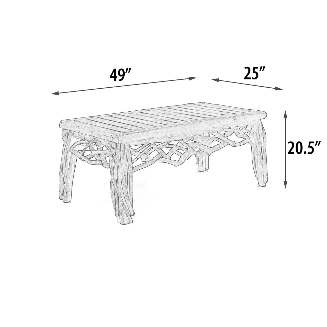 Farmhouse Teak Branch Coffee Table