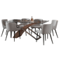 Veneta/Bianca 7pc Dining Set in Walnut with Black & Grey Chair