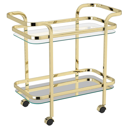 Zedd 2-Tier Bar Cart in Polished Gold