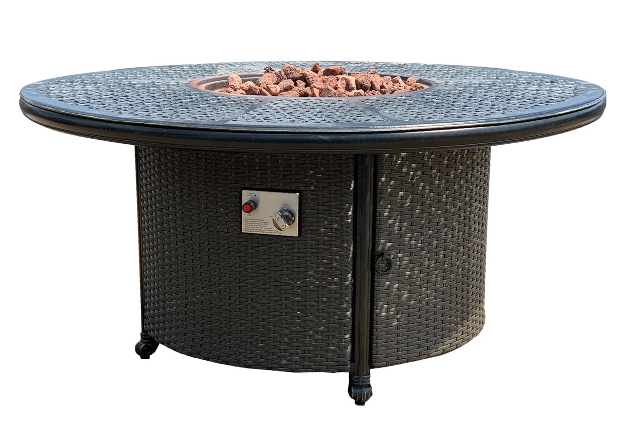 Windermere All Inclusive Outdoor Gas Firepit Club Table Set (KIT)