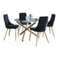 Carmilla 5pc Dining Set in Aged Gold with Black Chair