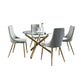 Carmilla 5pc Dining Set in Aged Gold with Grey Chair