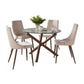 Rocca/Cora 5pc Dining Set in Walnut with Beige Chair