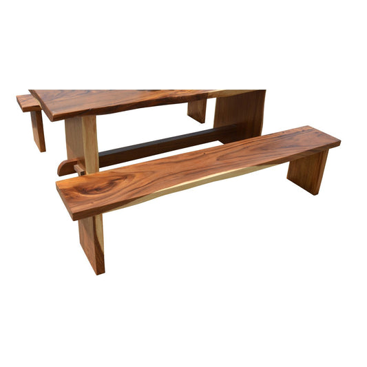 Suar Wood Table Set With 2 Benches