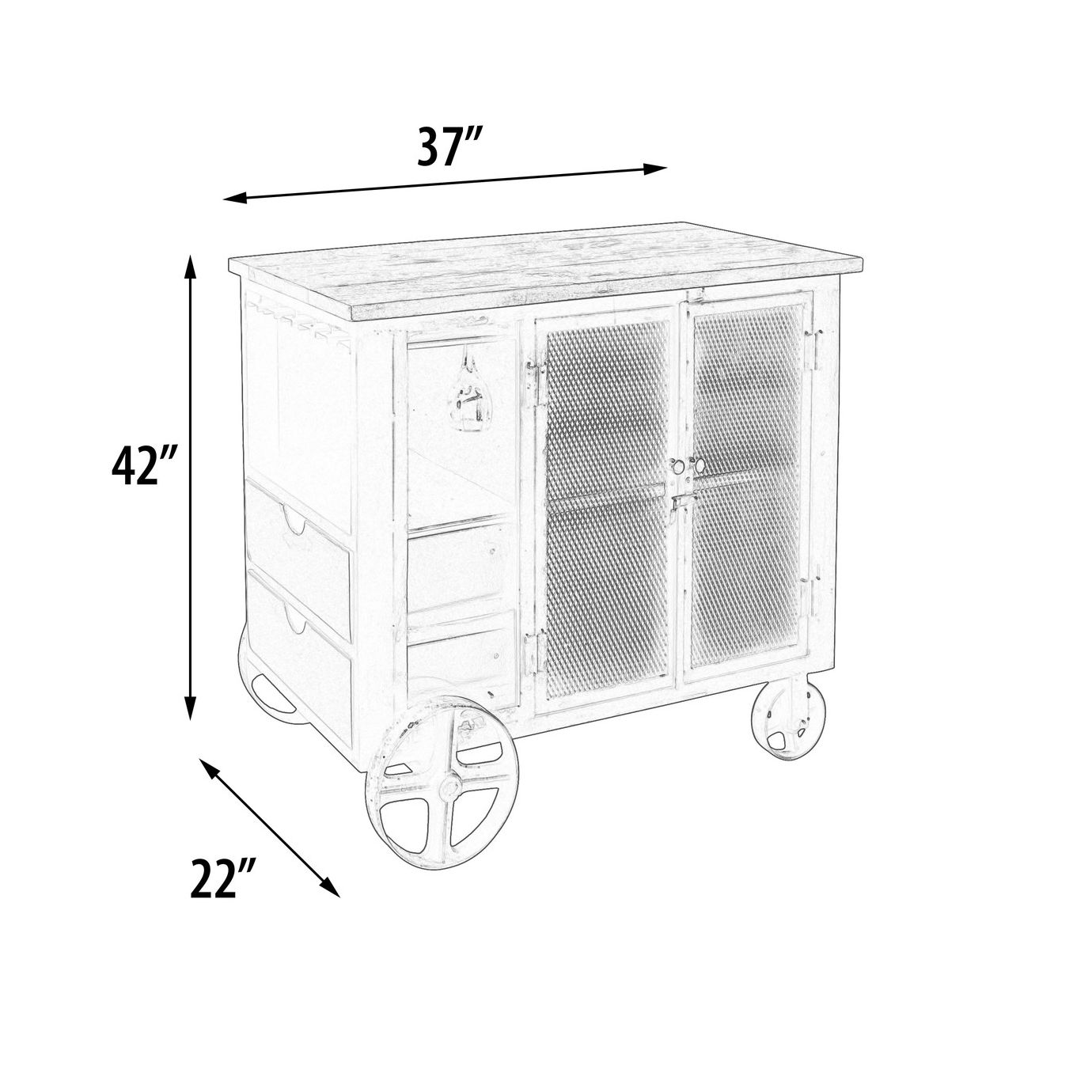 Kinetic Wheeled Bar Cabinet