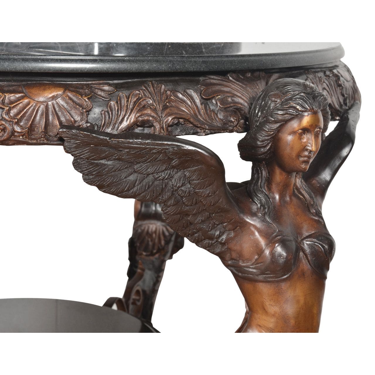 Roman Three Winged Lady Large Bronze Center Table