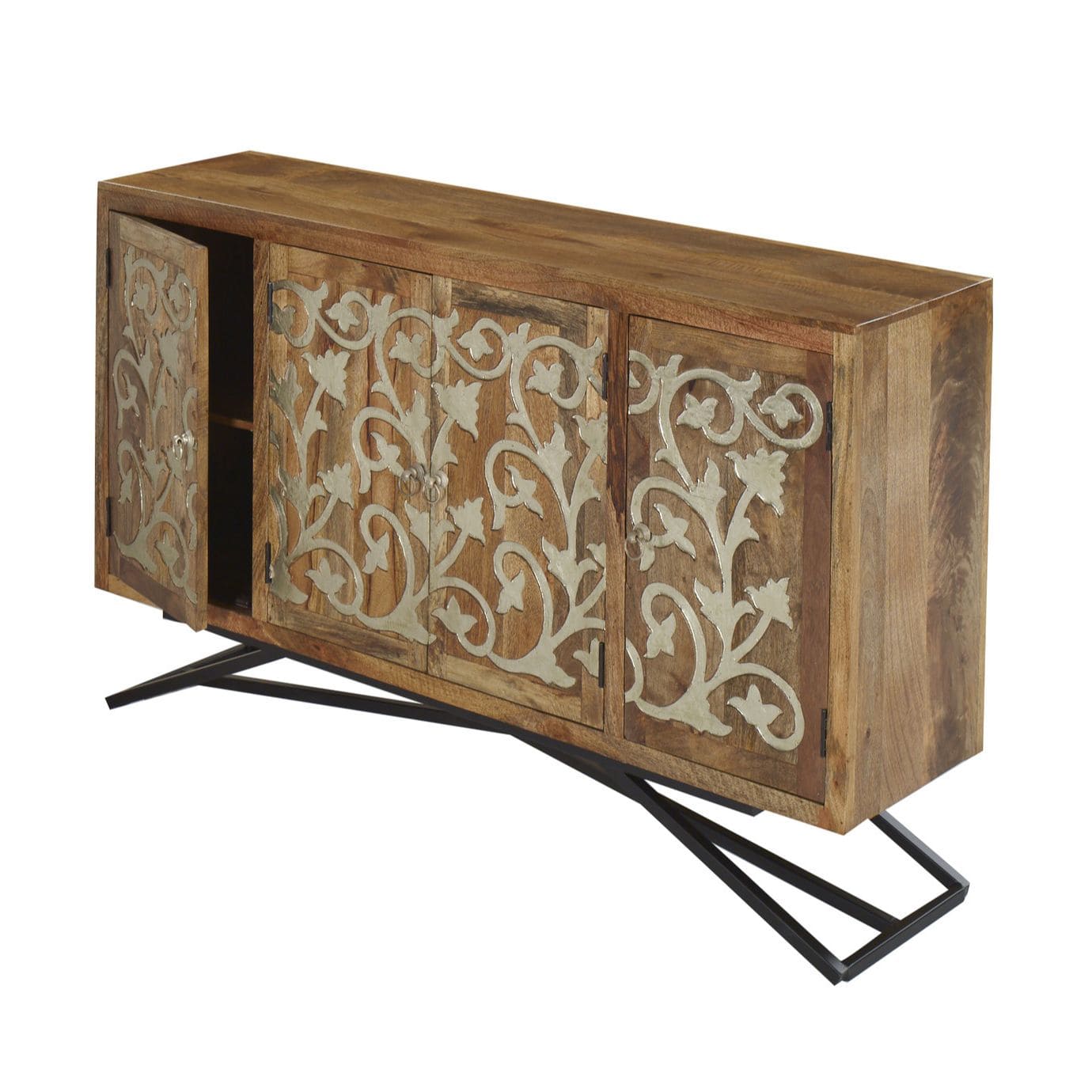 Brass Scroll Mango Credenza