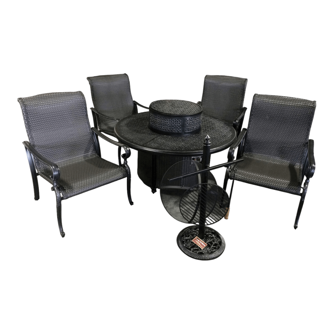 Windermere All Inclusive Outdoor Gas Firepit Club Table Set (KIT)