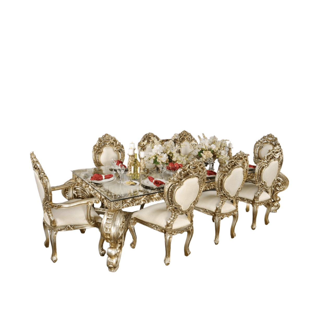 Platine Rococo Dining Table Set of 9