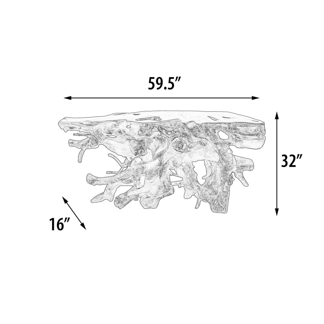 Natural Teak Root Console