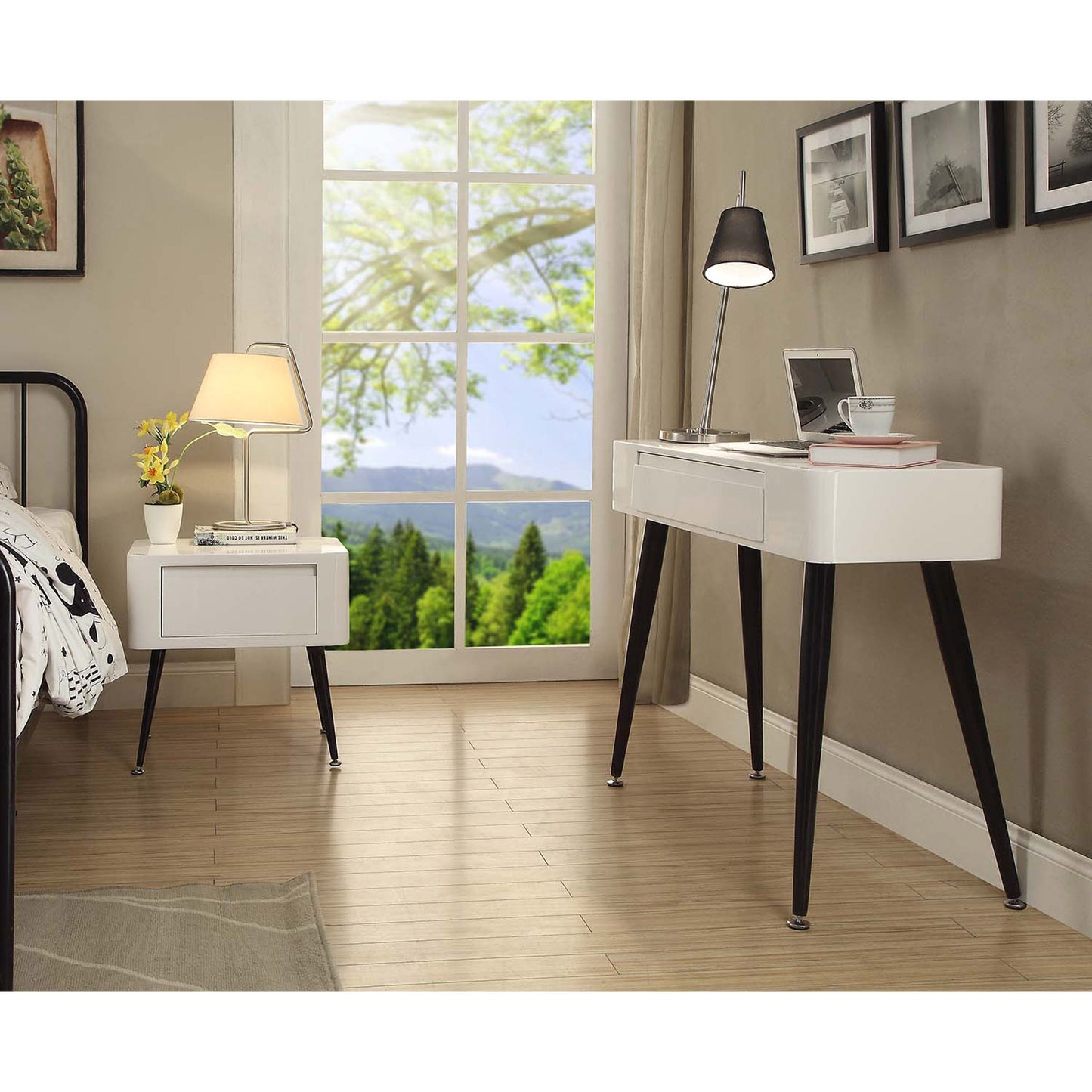 Black and White Side Table with Short Legs